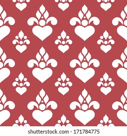 Seamless pattern with elements which are the heart. Vector illustration.