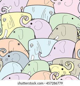 Seamless pattern of elephant cartoon use as background, wallpaper, card and wrap paper