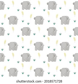 seamless pattern with elephant, cute cartoon style vector illustration on white background. Suitable for decorating fabric, textile, print, wrapper.bright colors for children.