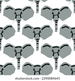 Patrón sin inconvenientes con ilustración de la cabeza del elefante en estilo de corte minimalista sobre fondo blanco