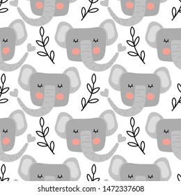 Seamless pattern elephant Scandinavian style, vector illustration. Design for fabric, wrapping, textile, wallpaper, apparel.