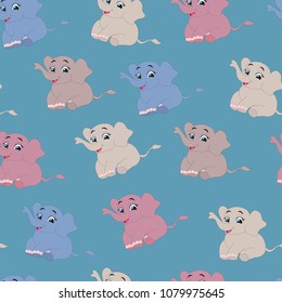 Set Cute Elephant Different Color Vector Stock Vector (royalty Free 