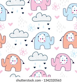 seamless pattern with elephant vector illustration