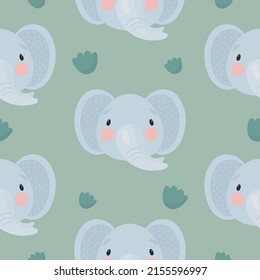 Seamless Pattern with Elephant. Vector illustration. For greeting card, posters, banners, the card, printing on the pack, printing on clothes, fabric, wallpaper.