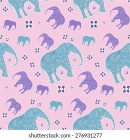 Seamless pattern elephant, vector, illustration