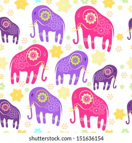 Seamless pattern with elephants