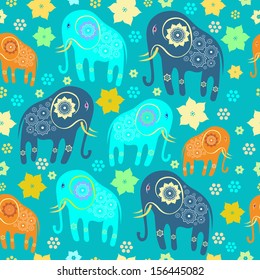 Seamless pattern with elephants
