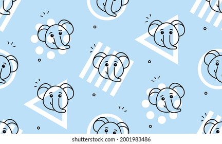 Seamless pattern with Elephants. Icon design. Template elements