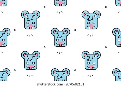 Seamless pattern with Elephants. Icon design. Template elements