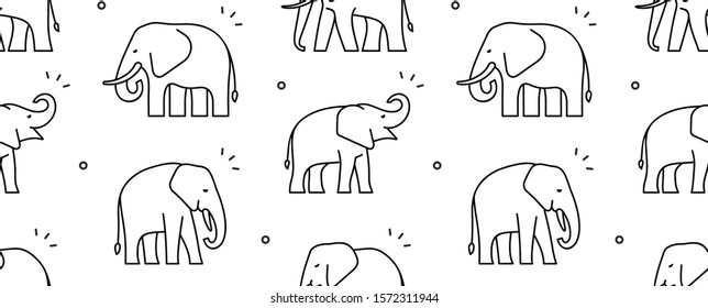 Seamless pattern with Elephants. isolated on white background