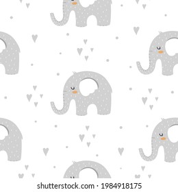 Seamless pattern with elephants in scandinavian style for childrens design