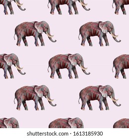 Seamless pattern with elephants. Vector.