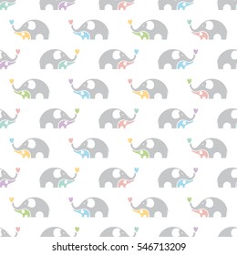 Seamless pattern with elephants. Vector background.