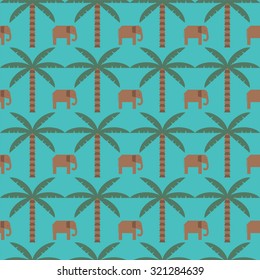 Seamless pattern with elephants. Wallpaper background in vector