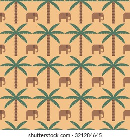 Seamless pattern with elephants. Wallpaper background in vector