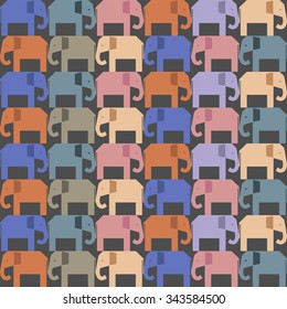 Seamless pattern with elephants. Wallpaper background in vector.