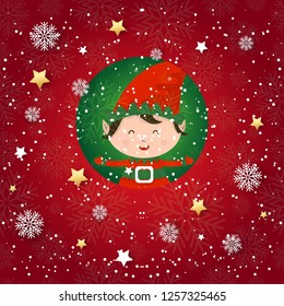 Seamless pattern with elf. Holiday wallpaper for greeting cards,banners,gift paper.Vector illustration