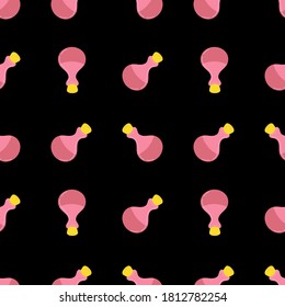 Seamless pattern with elixir.Magic potion: vessels and bottles.Vector illustration.The concept of Halloween, witchcraft