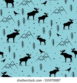 Seamless pattern with elks