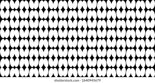 Seamless pattern of ellipses forming a butterfly or the letter M or W, or teeth. Background, black. vector