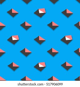 Seamless pattern emails, letters, directed upwards. Background for web sites, services delivery, subscription. Flat design and bright colors. Vector illustration. open envelope