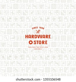 Seamless pattern and emblem for hardware store.  For web and wrapping paper design