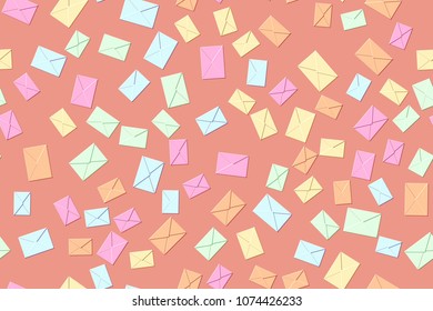 Seamless pattern of the embossed envelopes. Blooming dahlia background