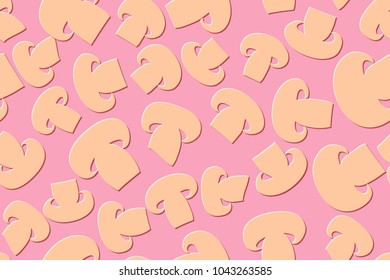 Seamless pattern of the embossed mushrooms. Pink and orange