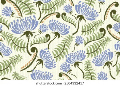 Seamless pattern of embroidered flowers for covers, motifs, etc