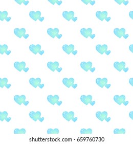 Seamless pattern with embroidered hearts, holiday, crochet, applique, patchwork