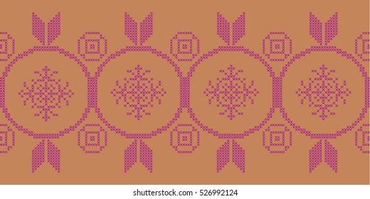 seamless pattern. Embroidered snowflakes. New Year.