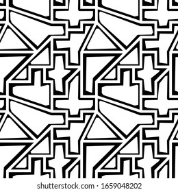 Seamless pattern. Embroidery background. Ethnic mosaic. Figures ornament. Folk wallpaper. Tribal motif. Digital paper, textile print, web design, abstract. Polygons, triangles backdrop. Vector art