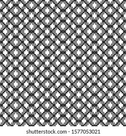 Seamless pattern. Embroidery background. Figures, lines, mini triangles ornament. Linear backdrop. Folk wallpaper. Tribal motif. Ethnic mosaic. Digital paper, textile print, abstract. Vector artwork.