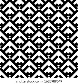 Seamless pattern. Embroidery background. Figures, triangles ornament. Folk wallpaper. Arrows backdrop. Tribal motif. Ethnic mosaic. Digital paper, textile print, web design, abstract. Vector artwork.