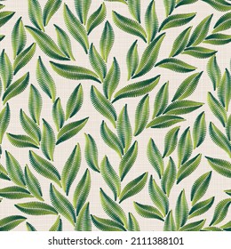 Seamless pattern. Embroidery floral elements, leaves, twigs.