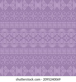 Seamless pattern with embroidery. Lilac. Wavy bohemian print. Patchwork ornament. Boho style. Vector illustration for web design or print.