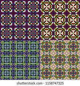 Seamless pattern embroidery. Set. Pattern on the fabric. Decorative ornament.
