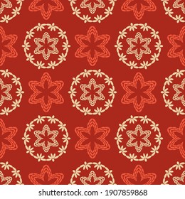 Nahtloses Muster mit Stickereien. Frühlingsblumen. Boho Stil. Vektorgrafik für Webdesign oder Print.