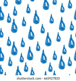 Seamless pattern with embroidery stitches imitation blue drop. Simple seamless embroidery pattern for printing on fabric, paper for scrapbook, gift wrap and wallpapers.