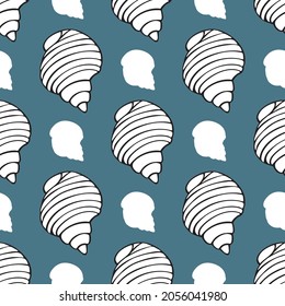 seamless pattern emerald round sea shell striped black and white vector