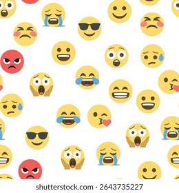 Seamless pattern of emoticons and emoji, emoji vector illustration, emoji background for social network.