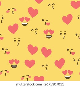 Seamless pattern of emoticons and emoji, emoji vector illustration, emoji background for social network.