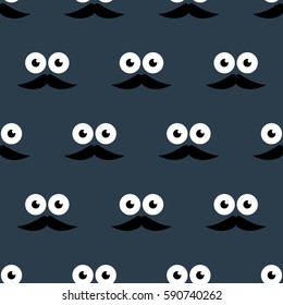 Seamless pattern of emoticons with mustache.