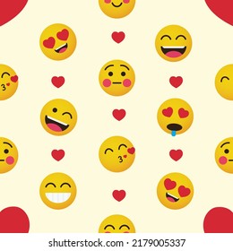 Seamless pattern emoticons set on white background. background template design