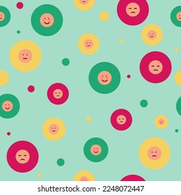 seamless pattern Emotional balance concept. emotional intelligence, definition of mood. Consciousness, self development and selfcontrol. Character juggles emoticons.