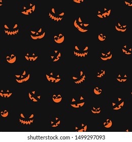 seamless pattern of emotions of pumpkins on a black background, wallpaper