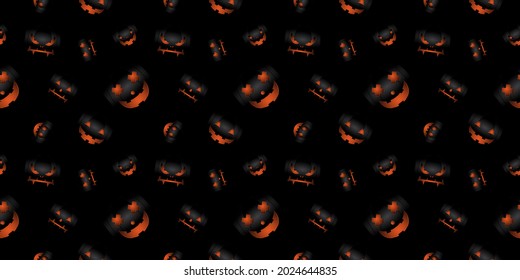 seamless pattern of emotions of pumpkins on a black background, wallpaper