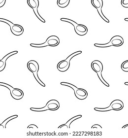 Seamless pattern with empty cute spoon hand drawn doodle outline vector