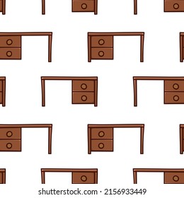 Seamless pattern with empty office desk doodle vector