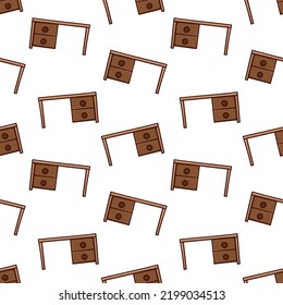 Seamless pattern with empty office desk doodle vector